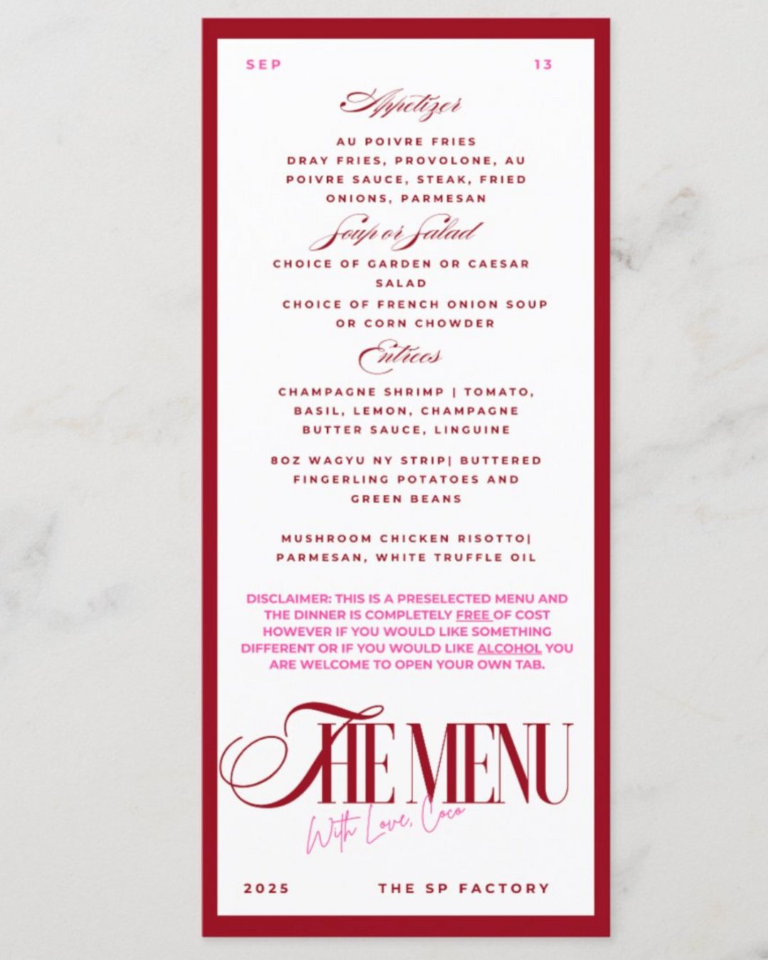 Custom Event Menu Template (Editable in Canva- Instant Download)