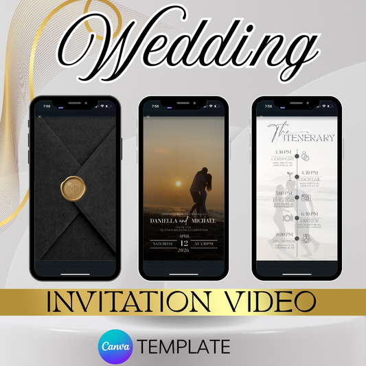 Digital Wedding Invitation Video Canva Template