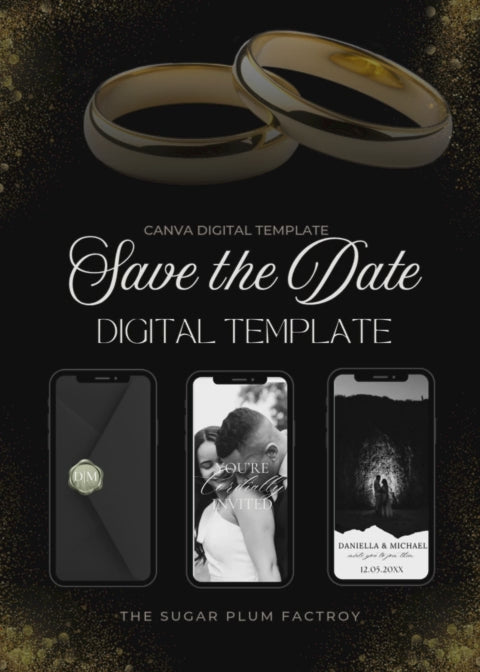 Digital Wedding Save the Date Canva Template Download